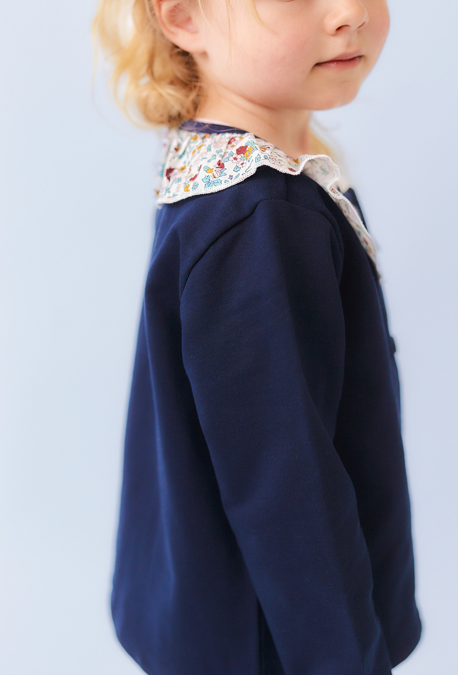 Granatowa bluza na napy z kołnierzykiem i stójką