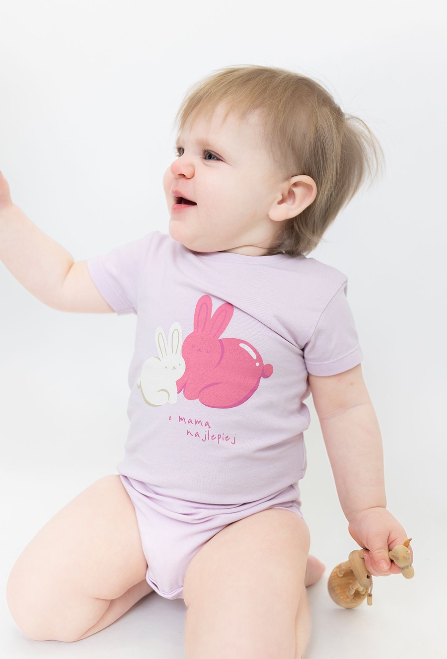 Body z ótkim rękawem - różowe w óliczki