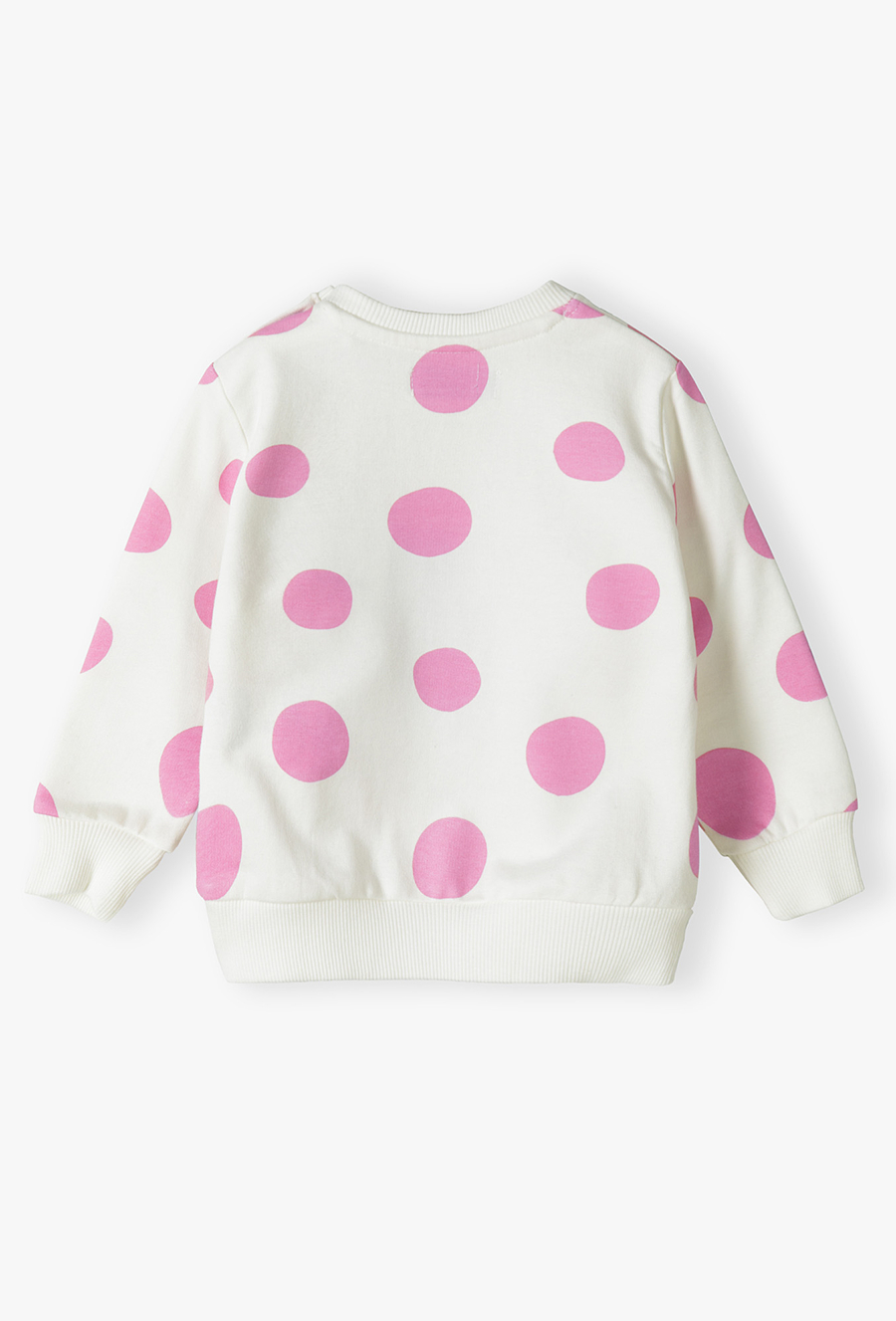 Bluza dresowa dla niemowlaka - biała w różowe grochy - 510.15.