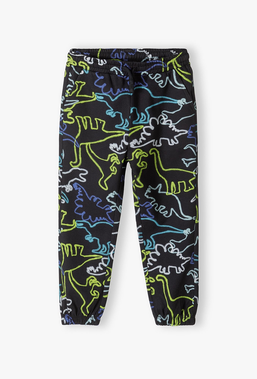 Czarne spodnie dresowe w dinozaury - regular - 510.15.