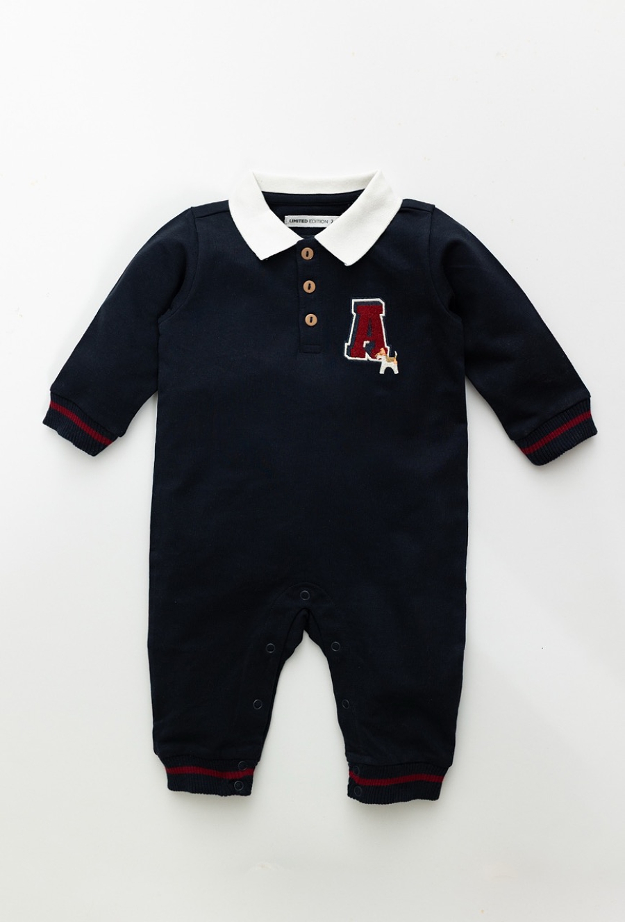 Granatowy pajacyk z kołnierzykiem