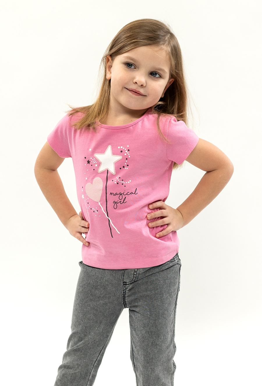 Różowa koszulka dziewczęca z nadrukiem