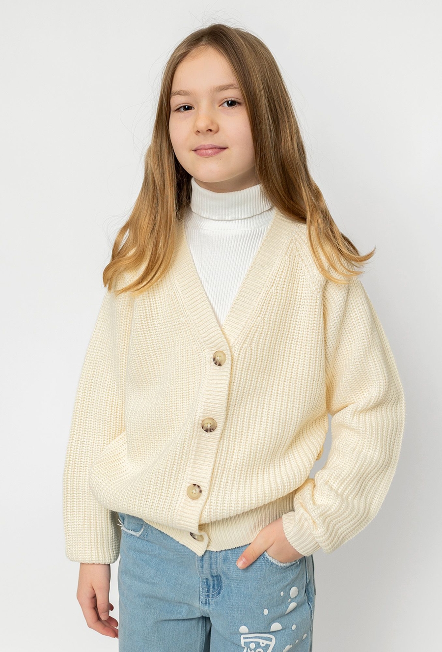 Dziewczęcy kardigan w emowym kolorze