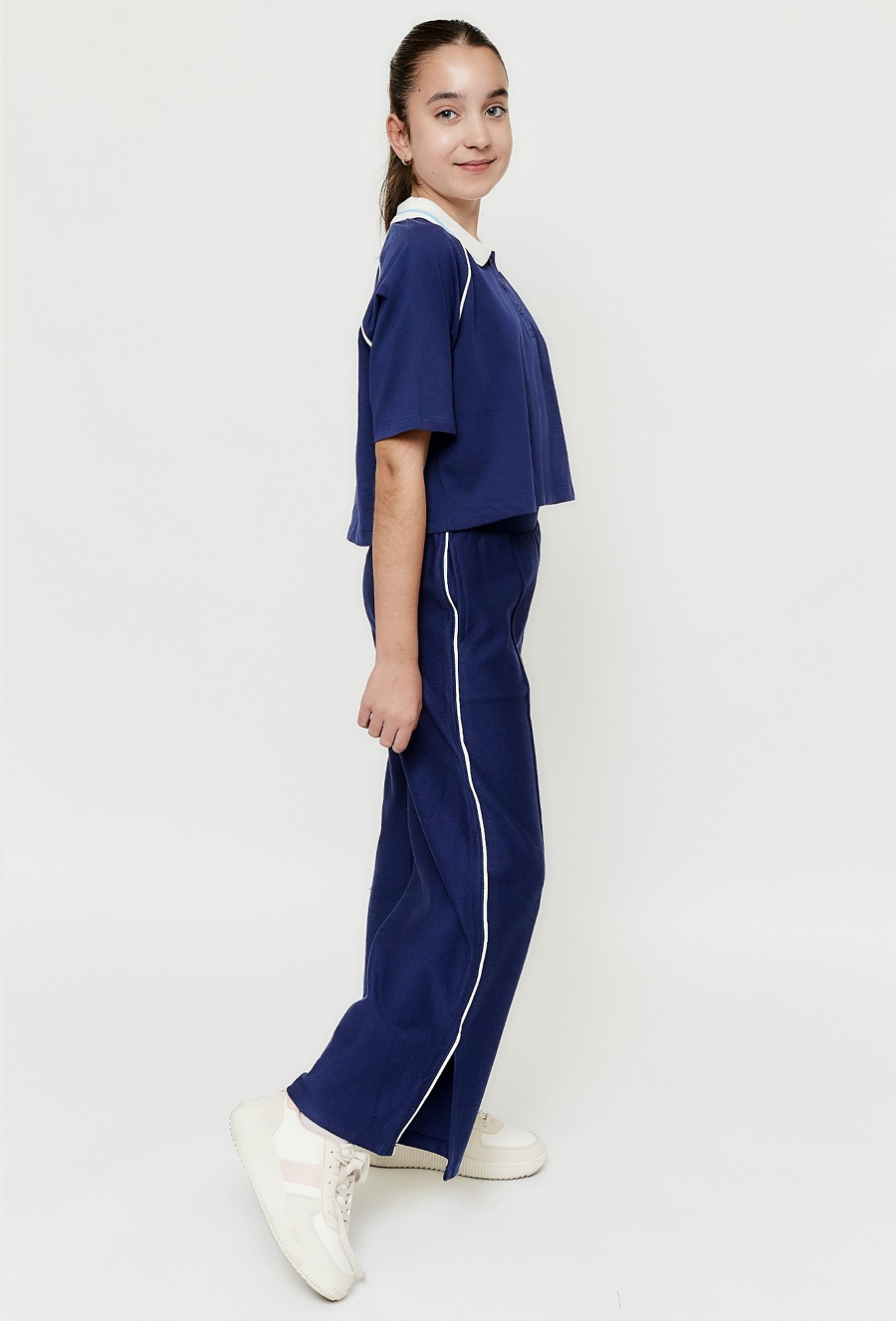 Granatowe spodnie dziewczęce - Wide Leg - Limited Edition