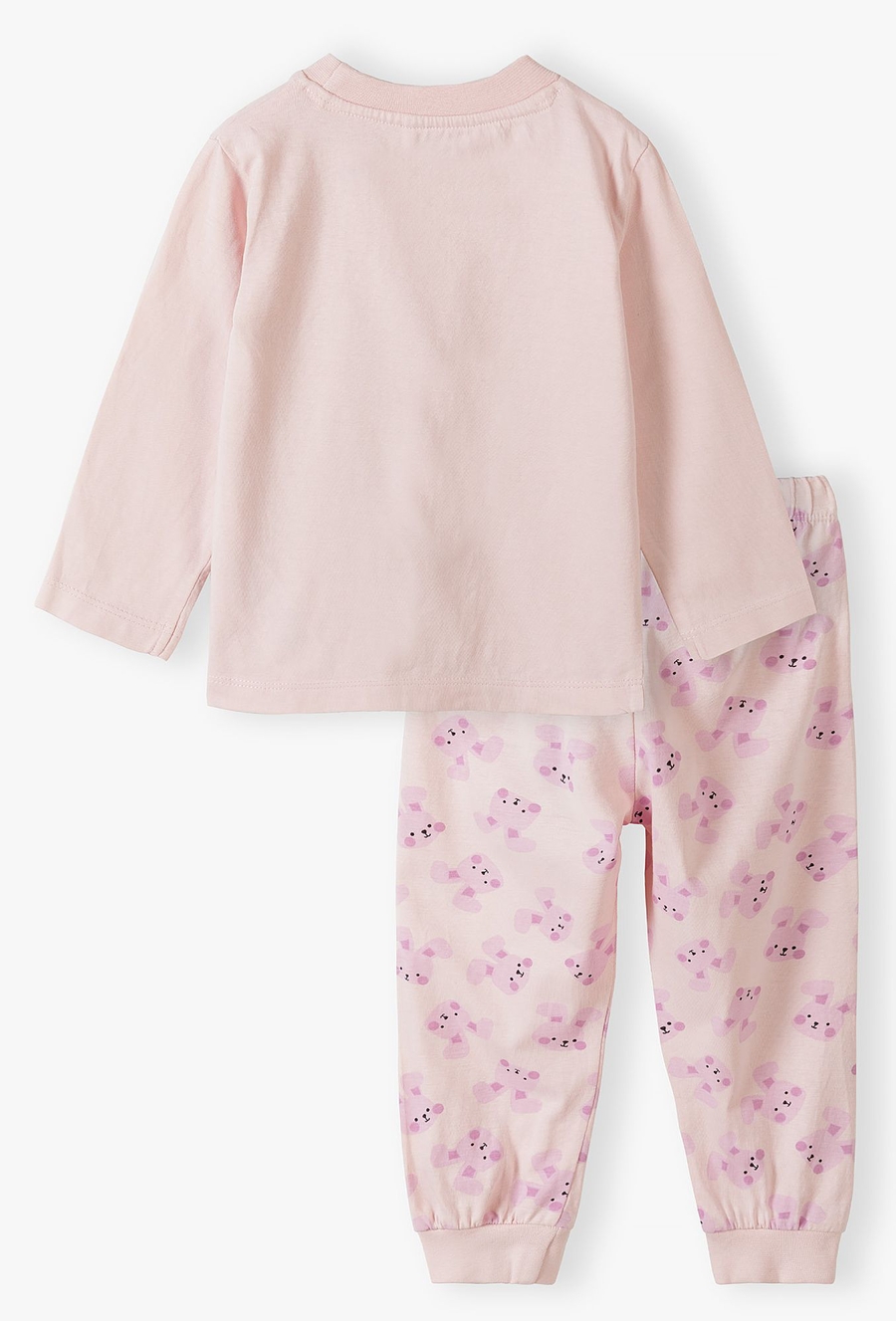Piżama dziewczęca z długim rękawem - różowa w óliczki