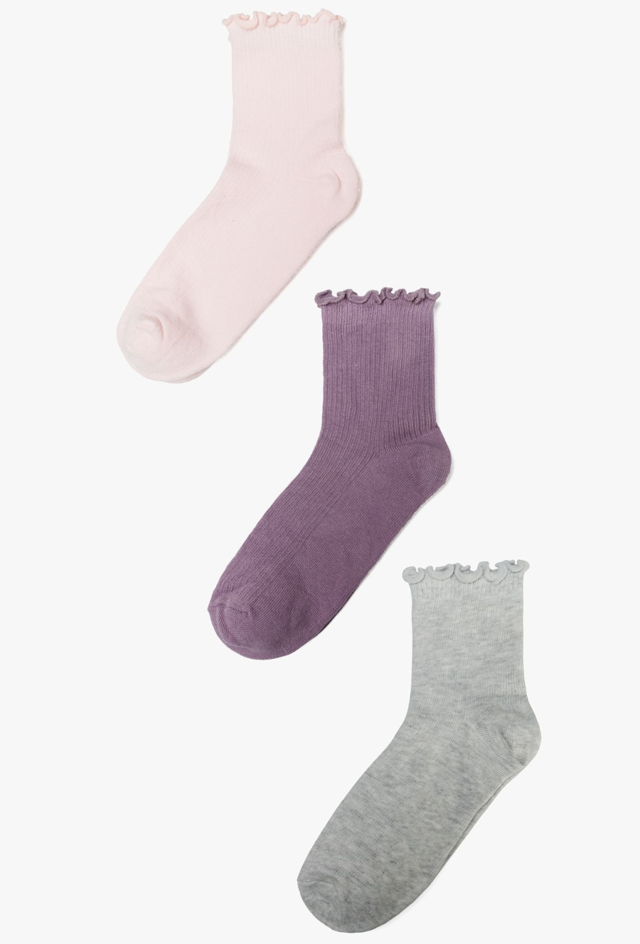 Skarpety dziewczęce - szare różowe. fioletowe - 5.10.15.