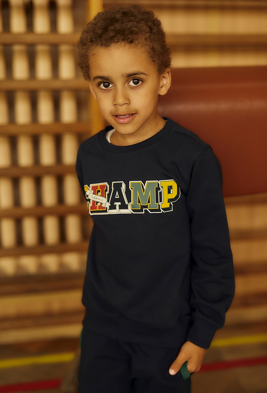 Granatowa bluza dresowa collegowa - Champ - 510.15.