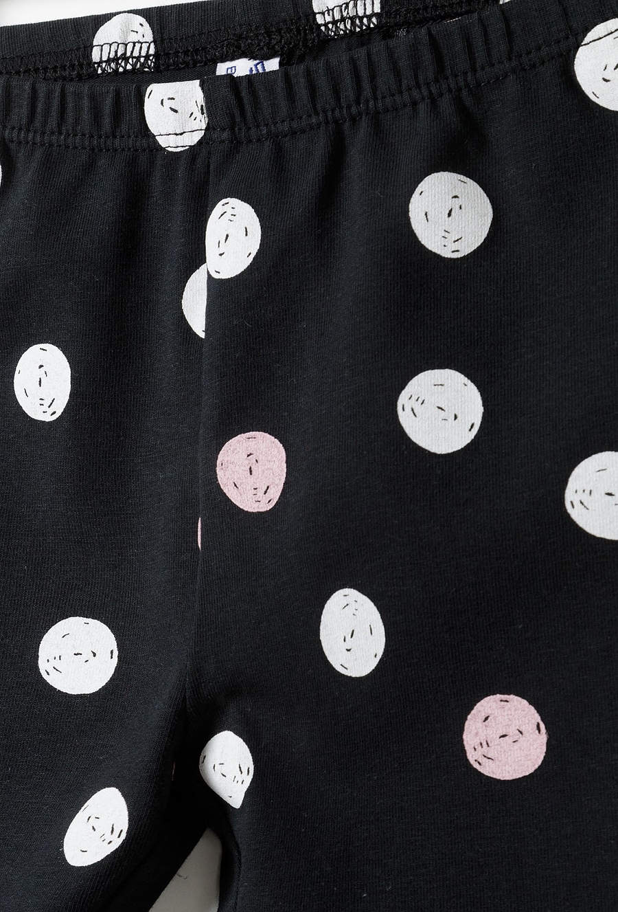 Czarne legginsy niemowlęce w grochy