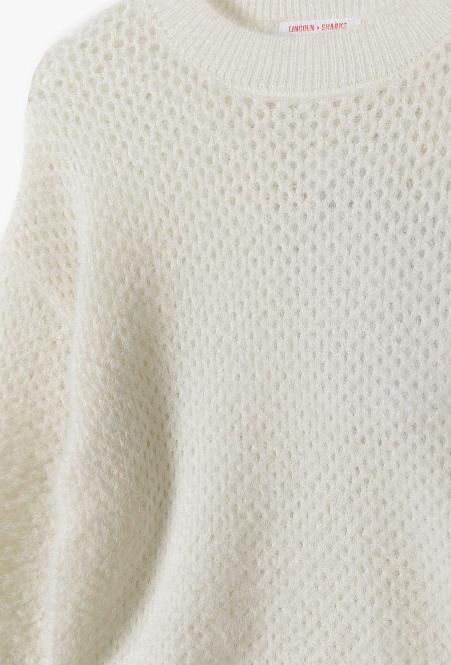 Sweter dziewczęcy ażurowy - ecru - Lincoln&Sharks