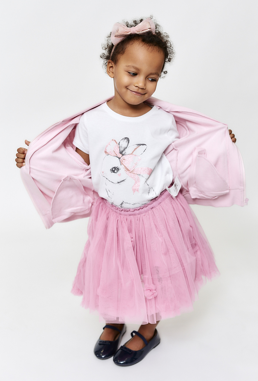 Bawełniany t-shirt dziewczęcy - biały z óliczkiem