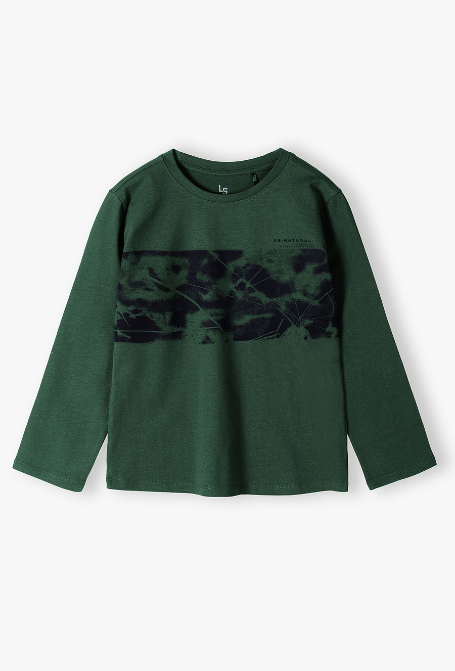 Ciemnozielona bluzka chłopięca z długim rękawem