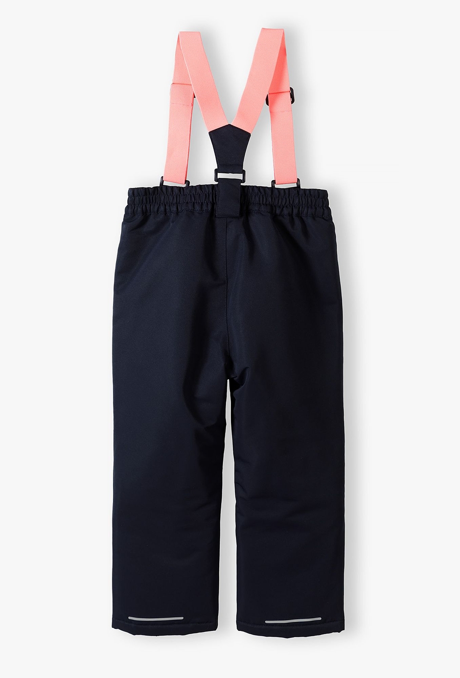 Granatowe spodnie narciarskie dla dziewczynki z szelkami