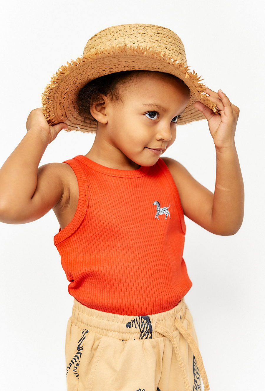 Bluzka na ramiączka - czerwona z zebrą