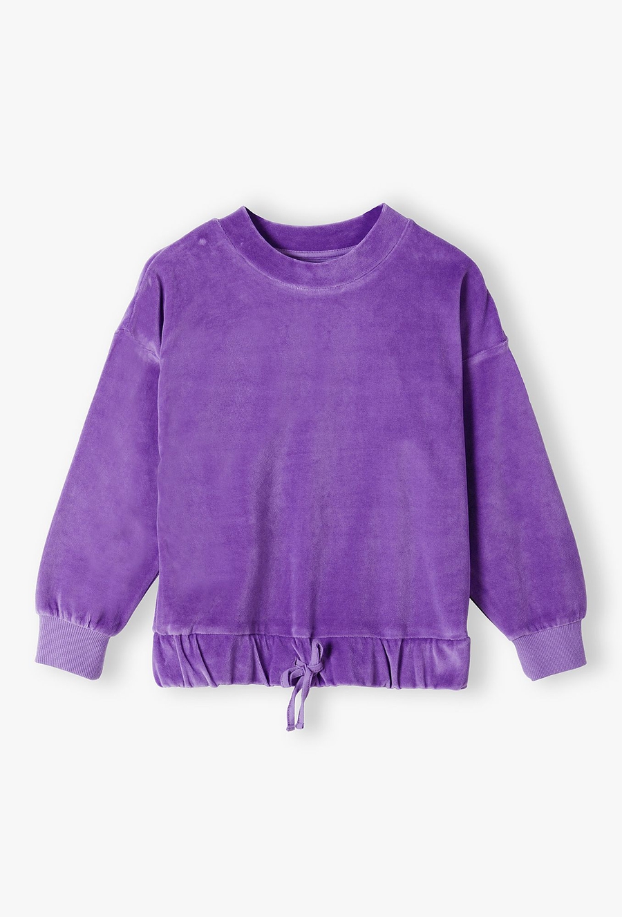 Fioletowa bluzka dziewczęca o ótkim fasonie z weluru