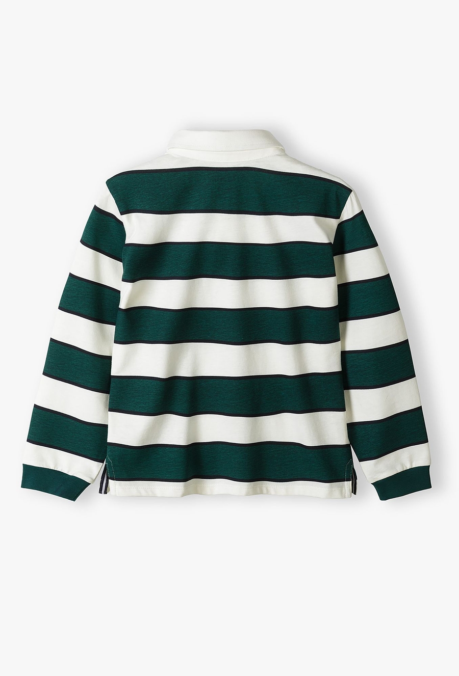 Bluza chłopięca z kołnierzykiem - biało - zielone paski