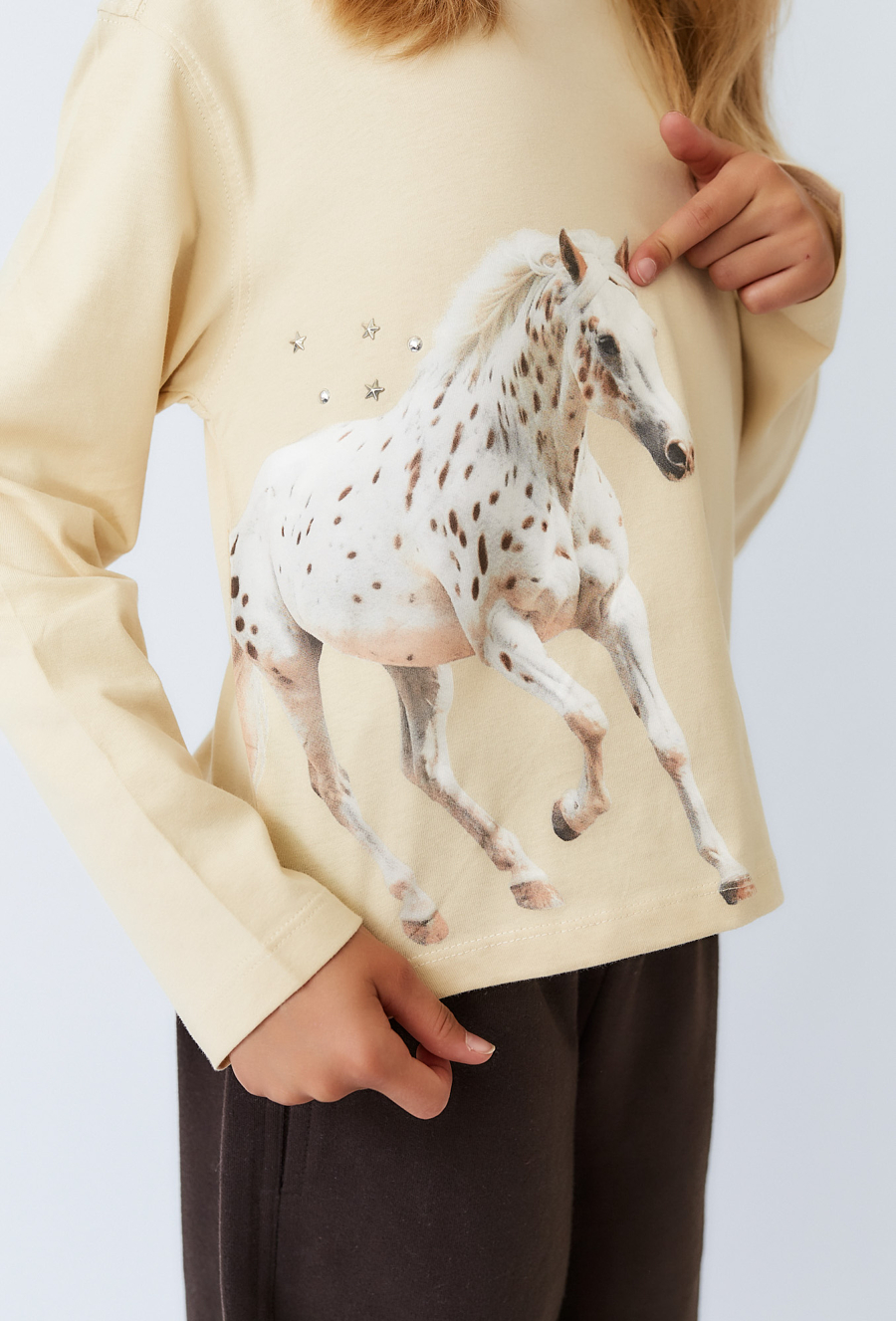 Bluzka z długim rękawem i nadrukiem konia