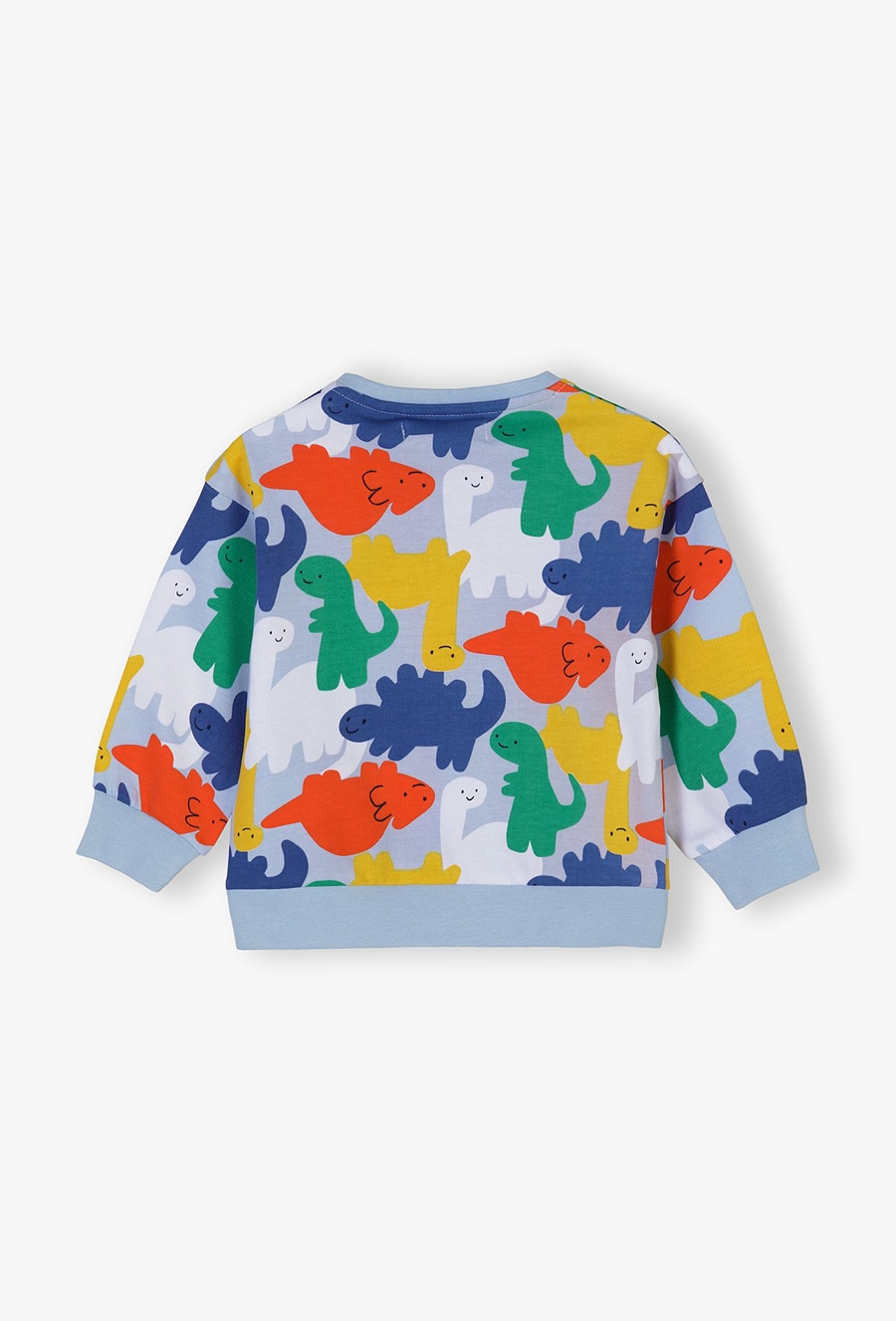Błękitna bawełniana bluza niemowlęce w kolorowe dinozaury