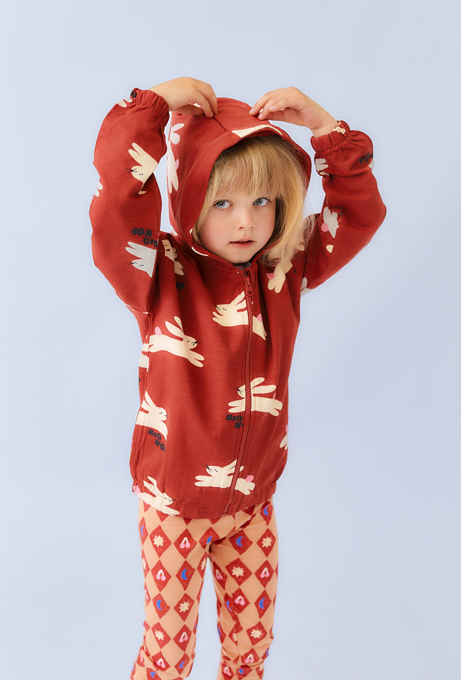 Bluza rozpinana z kapturem dla dziewczynki w óliczki