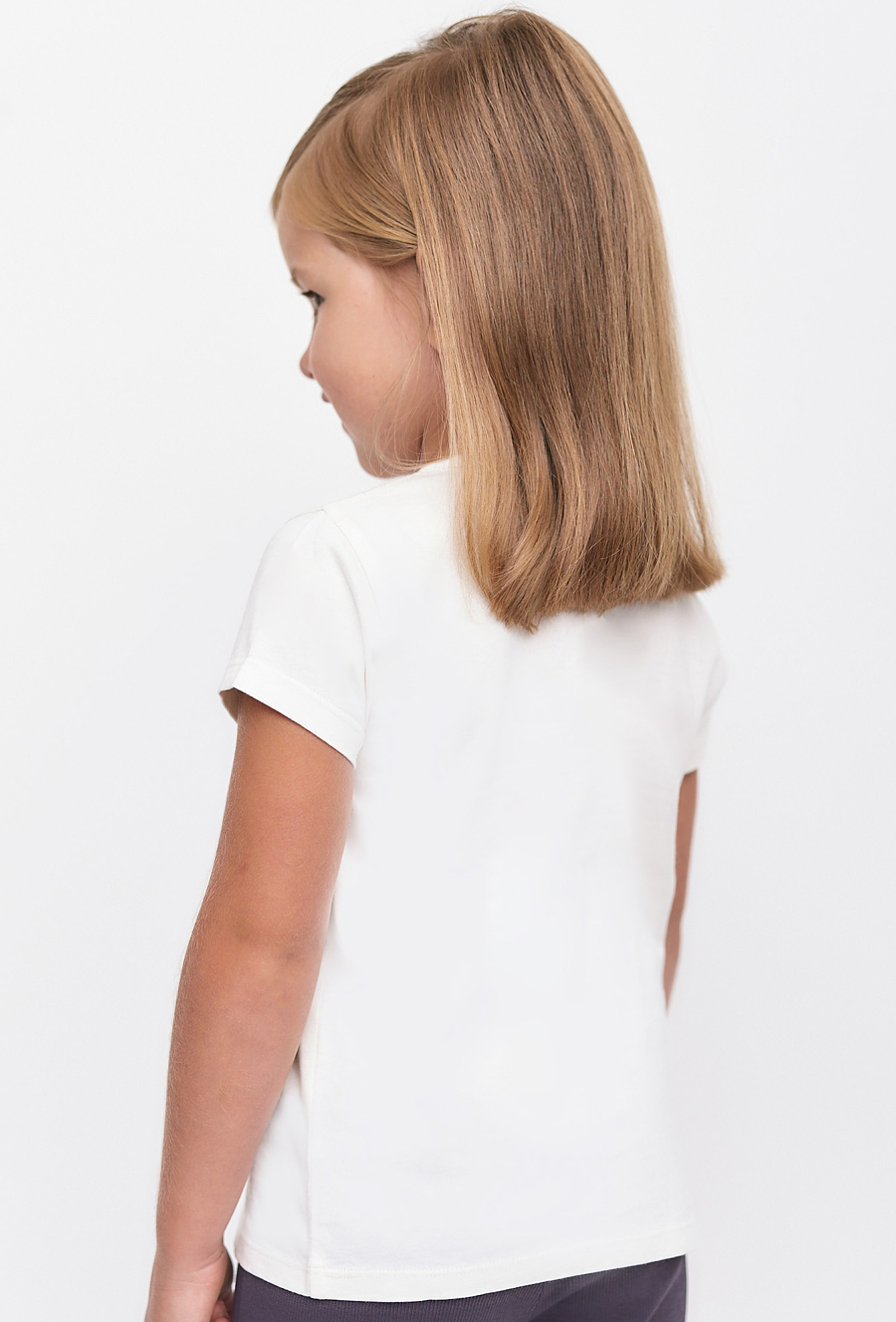 Biały bawełniany t-shirt dziewczęcy z sarenką - 510.15.