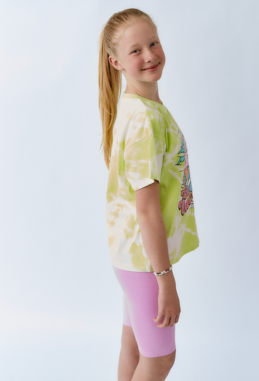 T-shirt dziewczęcy na lato - tie-dye
