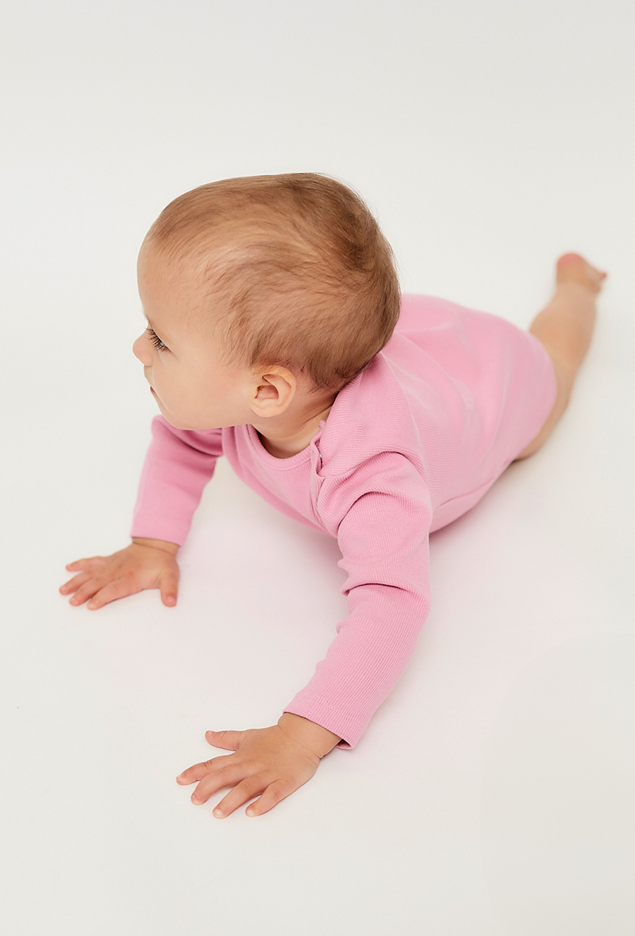 Różowe body w prążki - długi rękaw - 510.15.