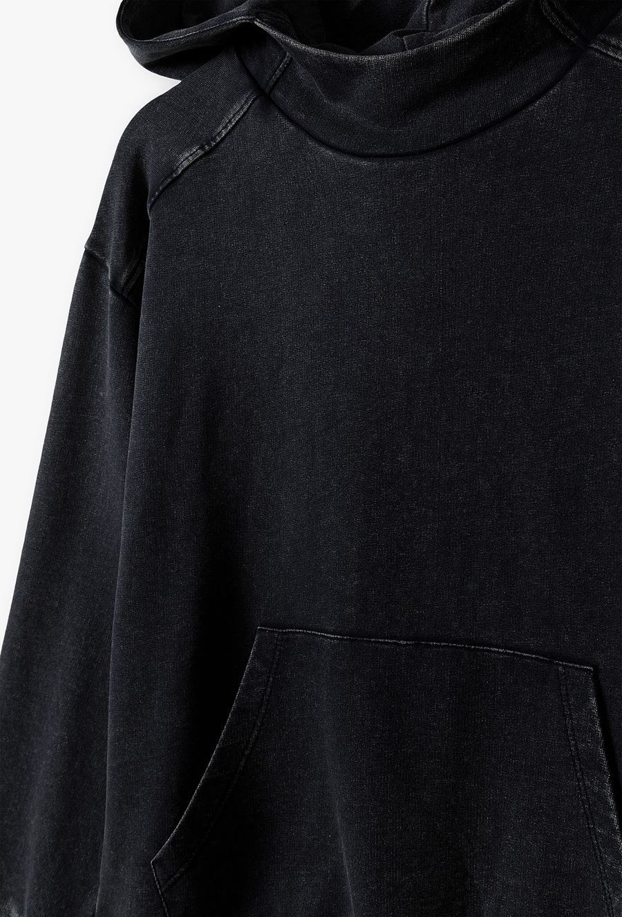 Czarna dresowa bluza z efektem sprania z kapturem