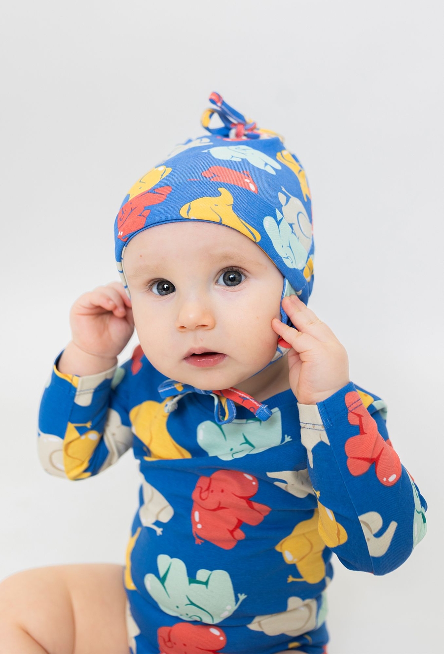 Body z długim rękawem - kolorowe słoniki