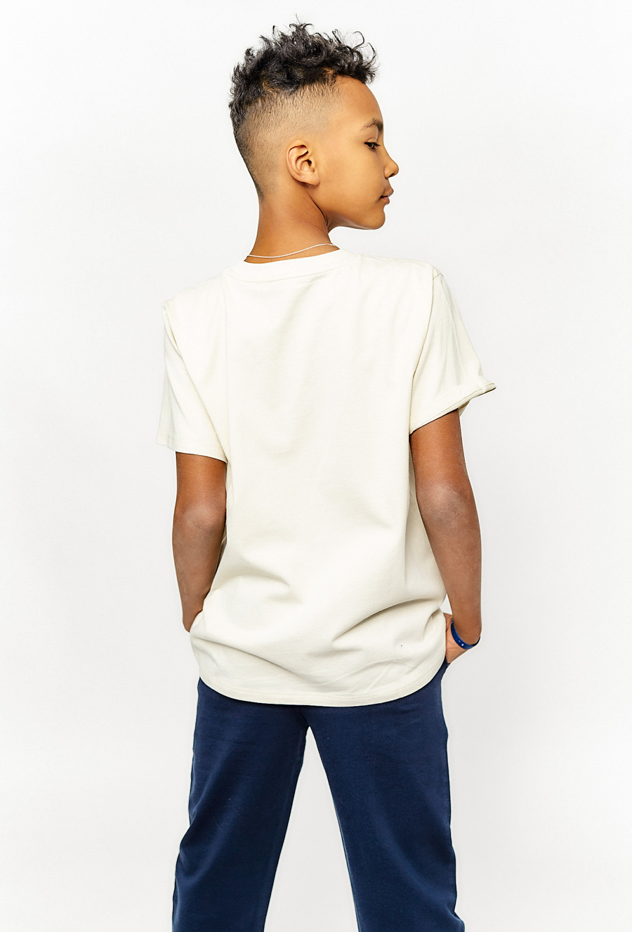 Chłopięcy t-shirt bawełniany Creative Vision - beżowy