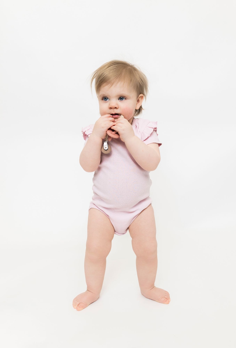 Body niemowlęce z ótkim rękawem - różowe