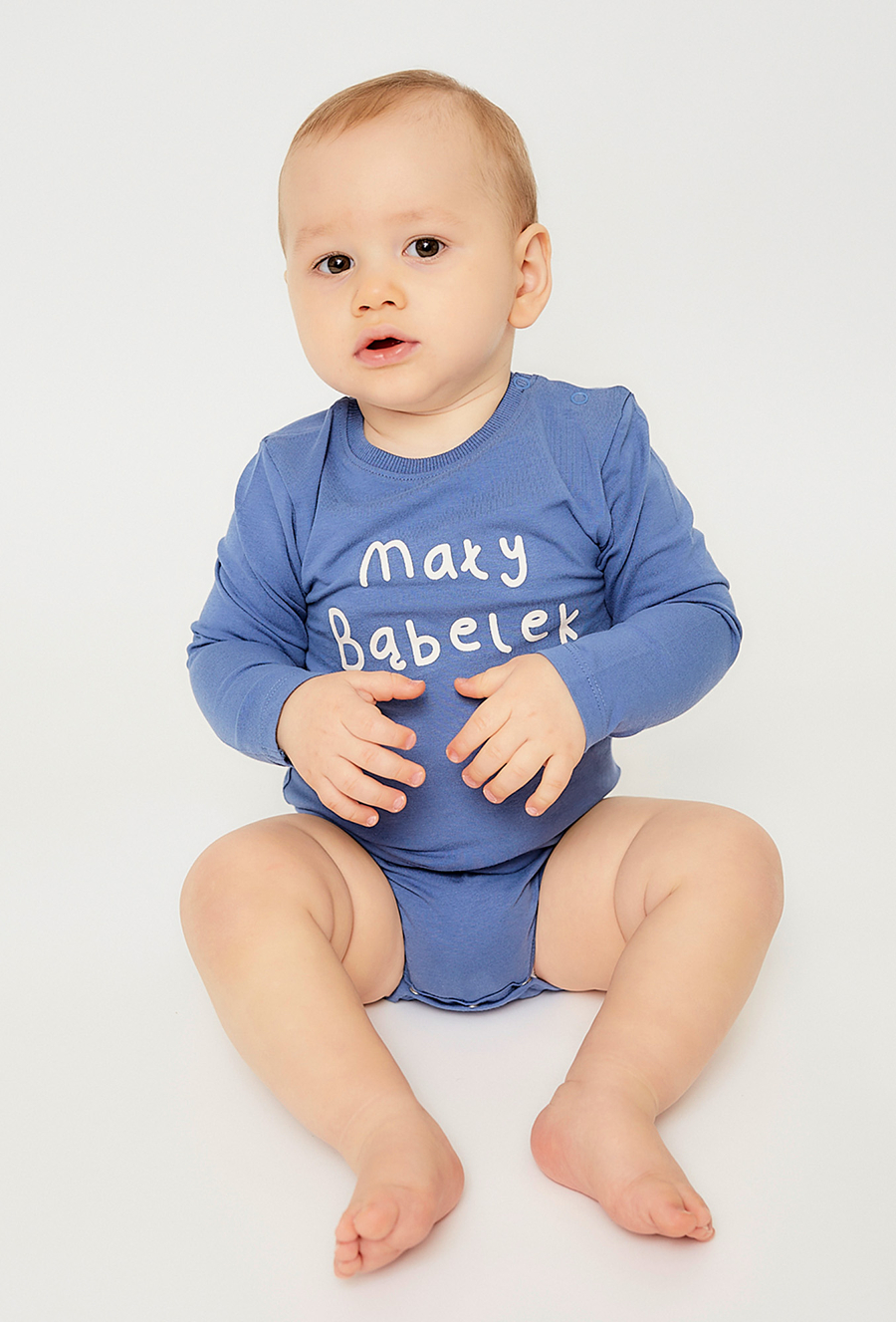 Niebieskie body z długim rękawem - Mały Bąbelek - 510.15.