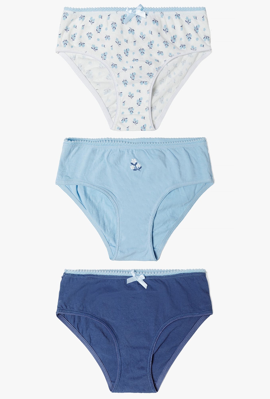 3pak majtek dziewczęcych - niebieskie w kwiatki - 510.15.
