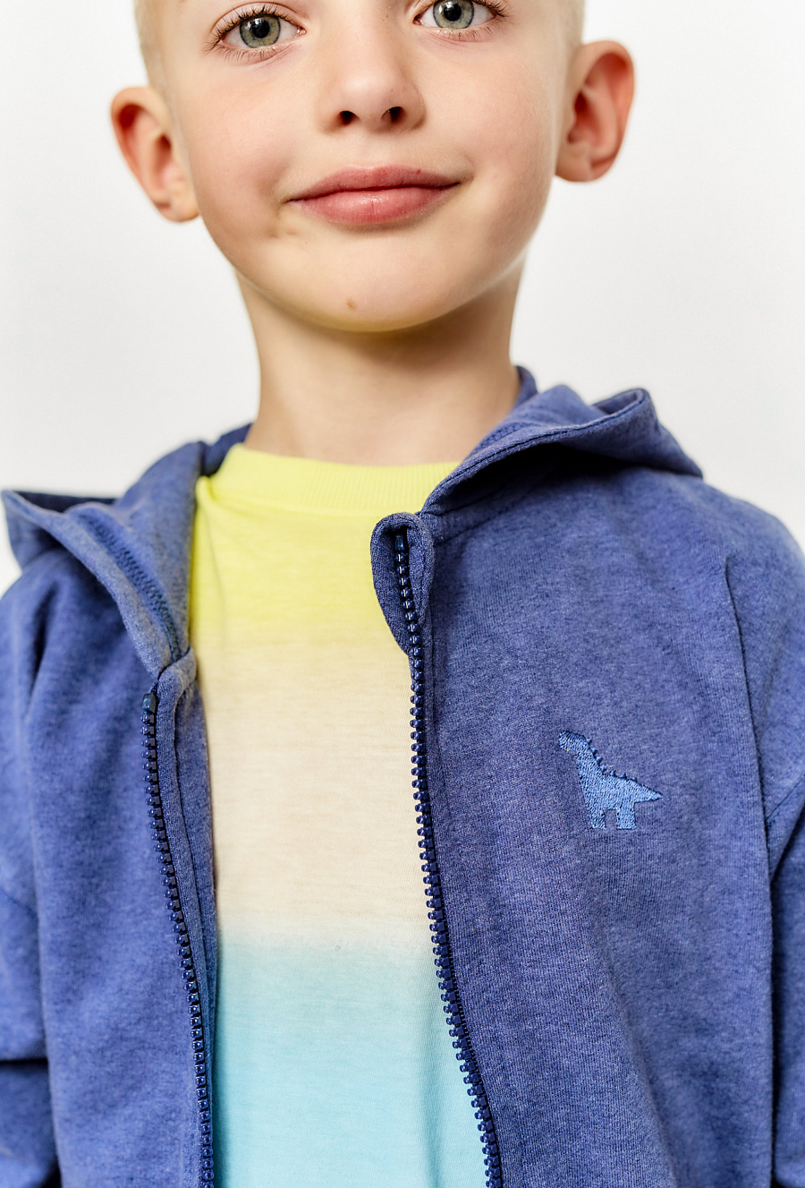 Bawełniana bluza dla chłopca - niebieska z dinozaurem