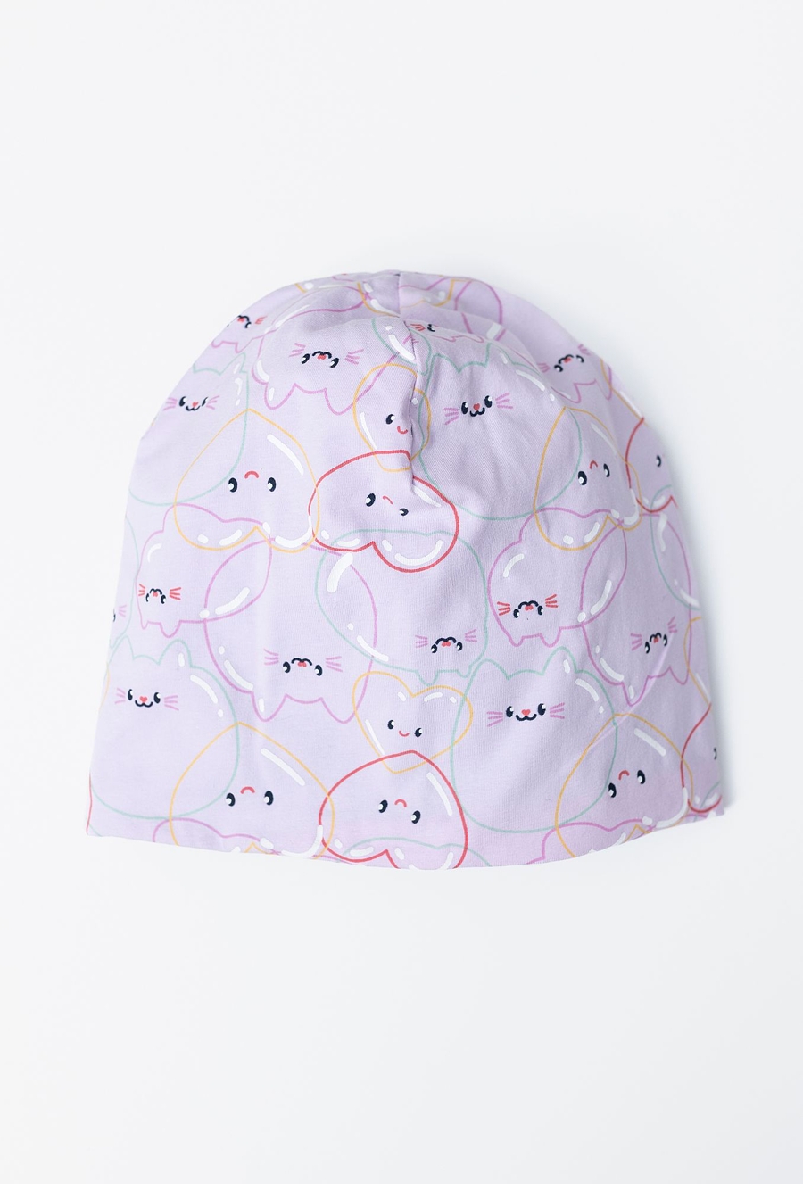 Cienka czapka dla dziewczynki - różowa w serduszka