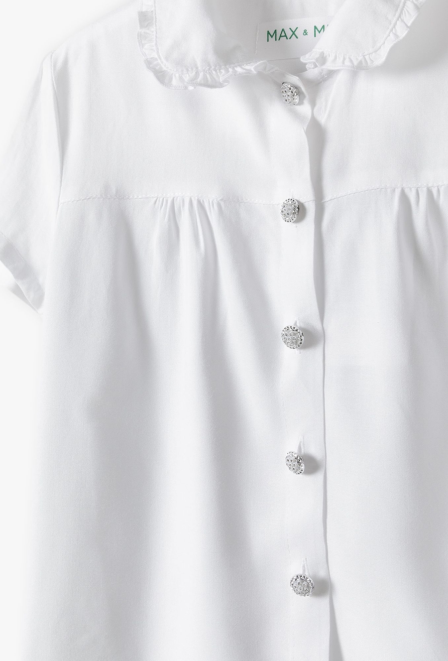 Biała elegancka koszula dla dziewczynki - ótki rękaw - Max&Mia