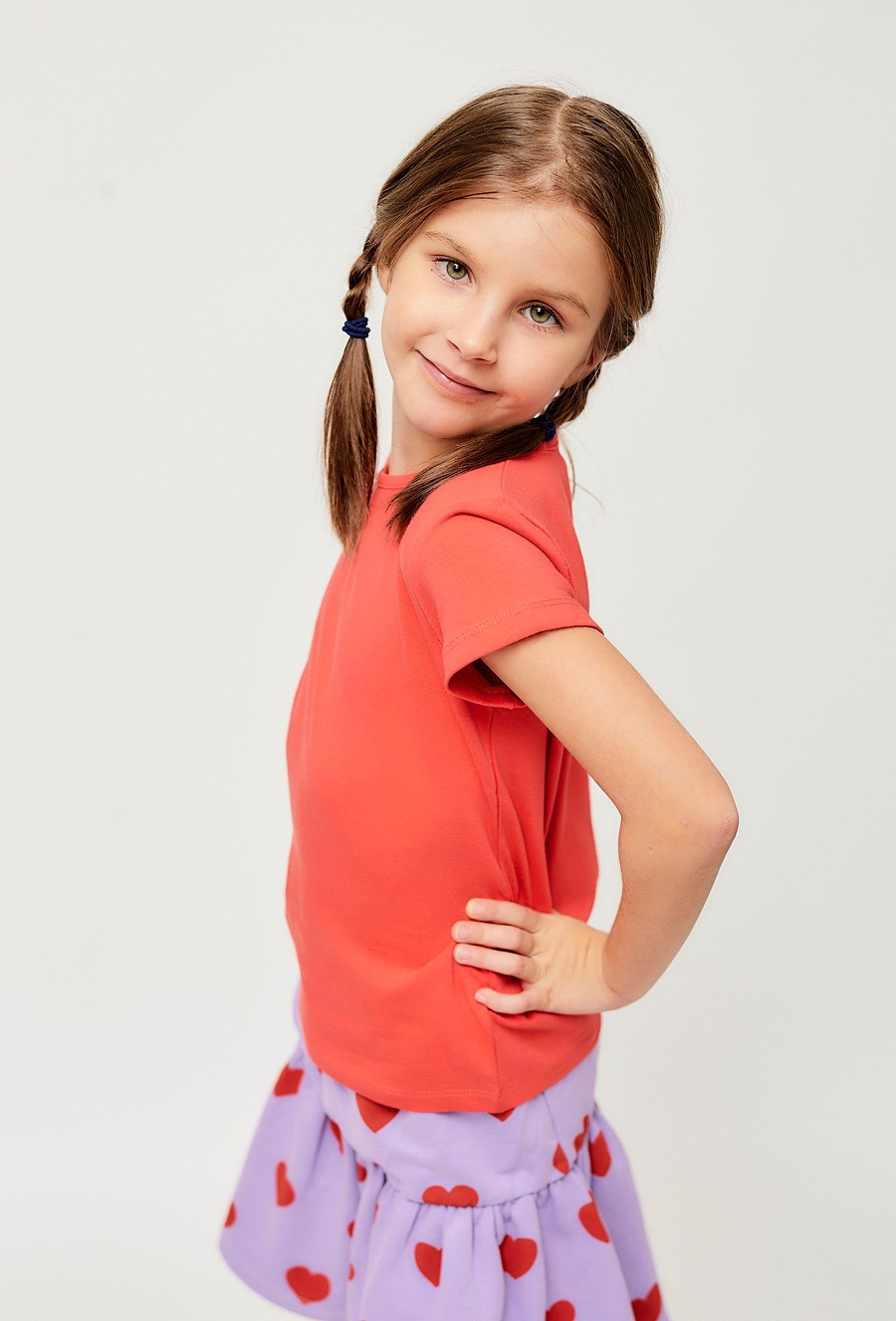 T-shirty dla dziewczynki - czerwony i fioletowy 2pak