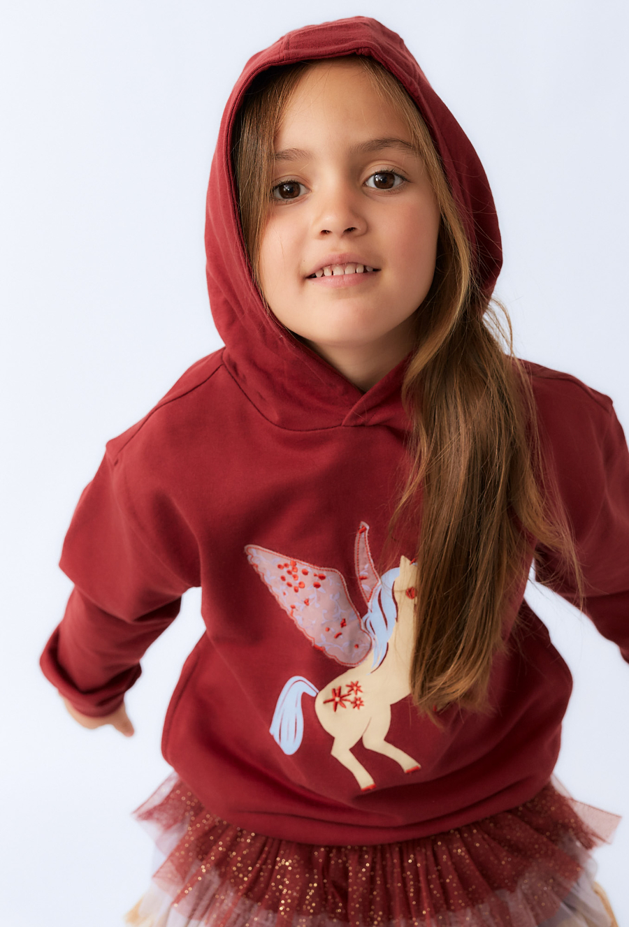 Bluza dziewczęca z kapturem – print jednorożca