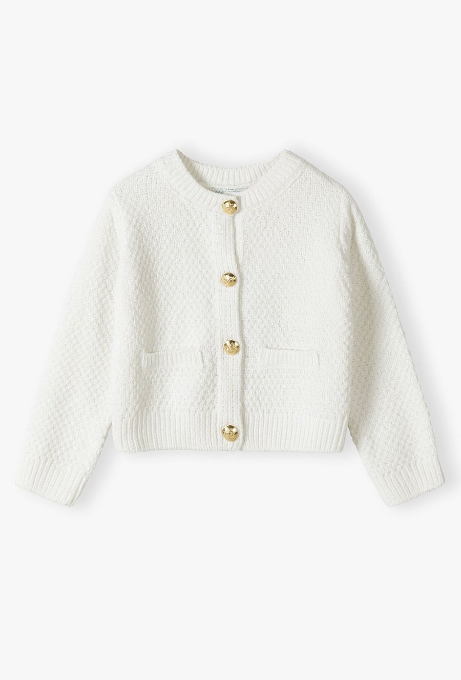 Sweter dziewczęcy zapinany na guziki - ecru - Max&Mia