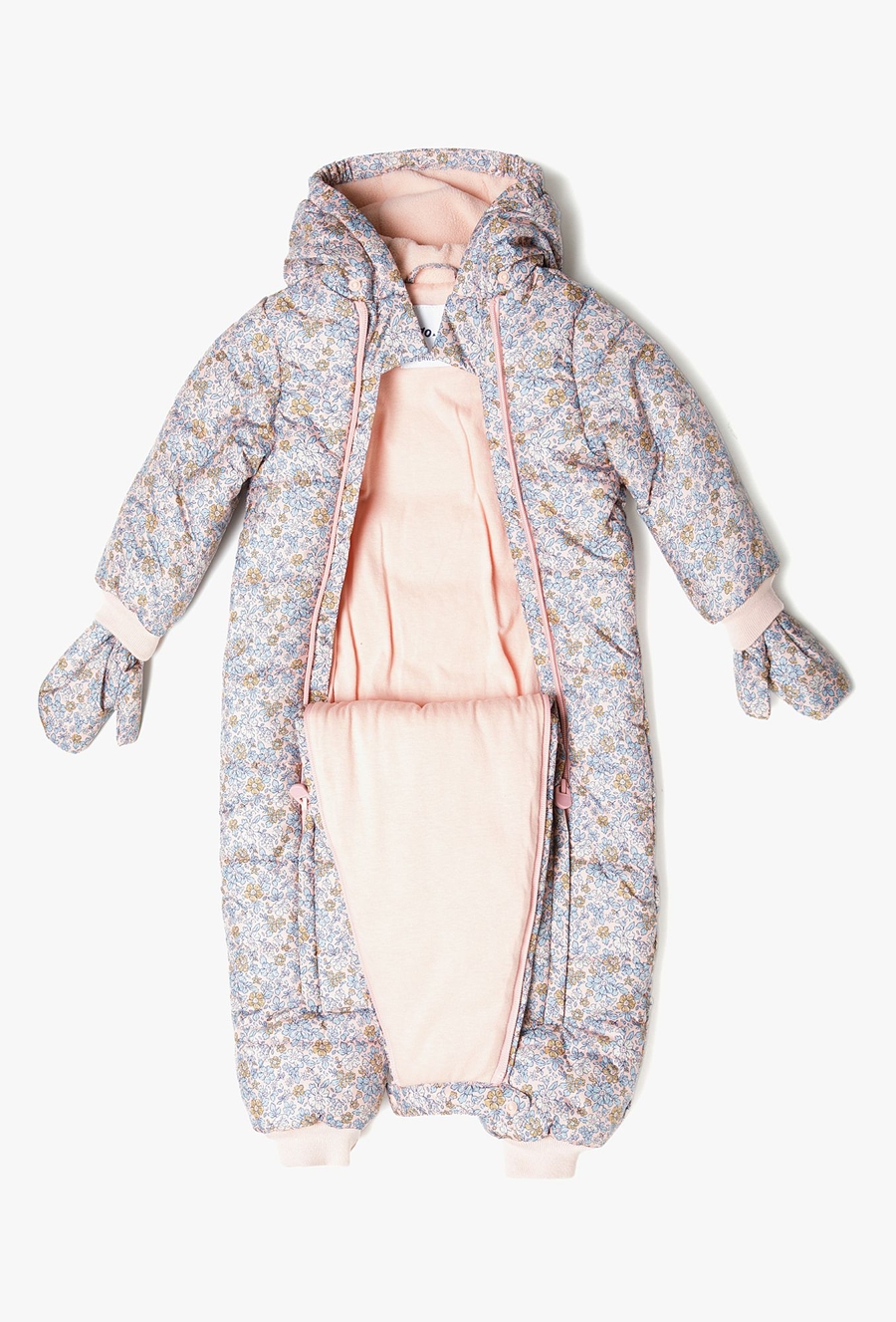 Kombinezon zimowy dla niemowlaka - różowy w kwiatki - 510.15.