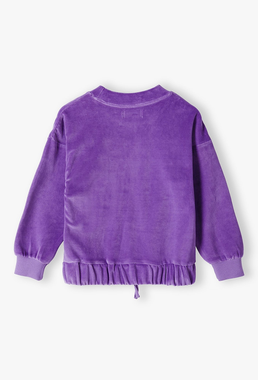 Fioletowa bluzka dziewczęca o ótkim fasonie z weluru