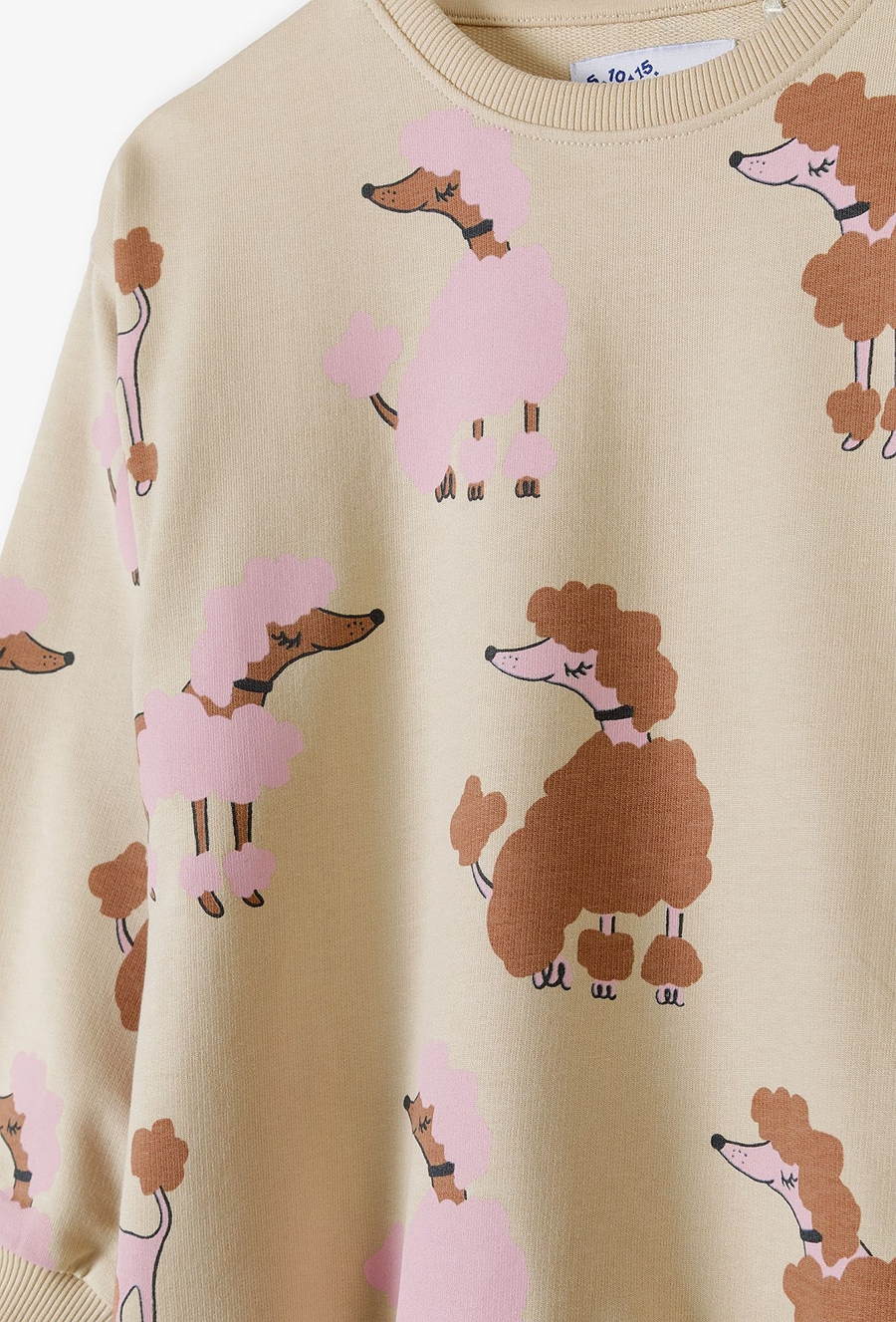 Dresowa bluza dla dziewczynki - beżowa w pieski - 510.15.