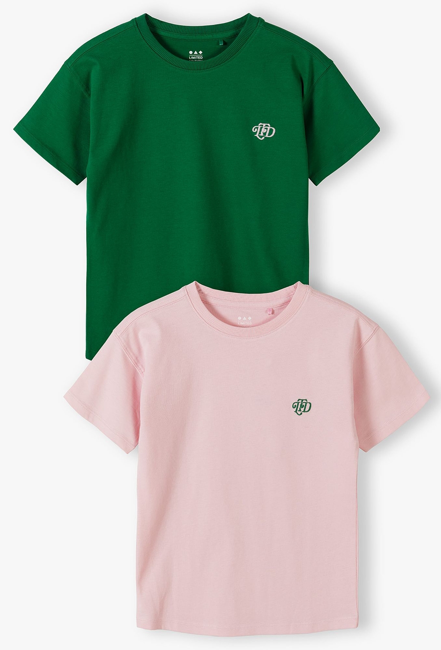 2pak t-shirtów dla dziewczynki - zielony i różowy