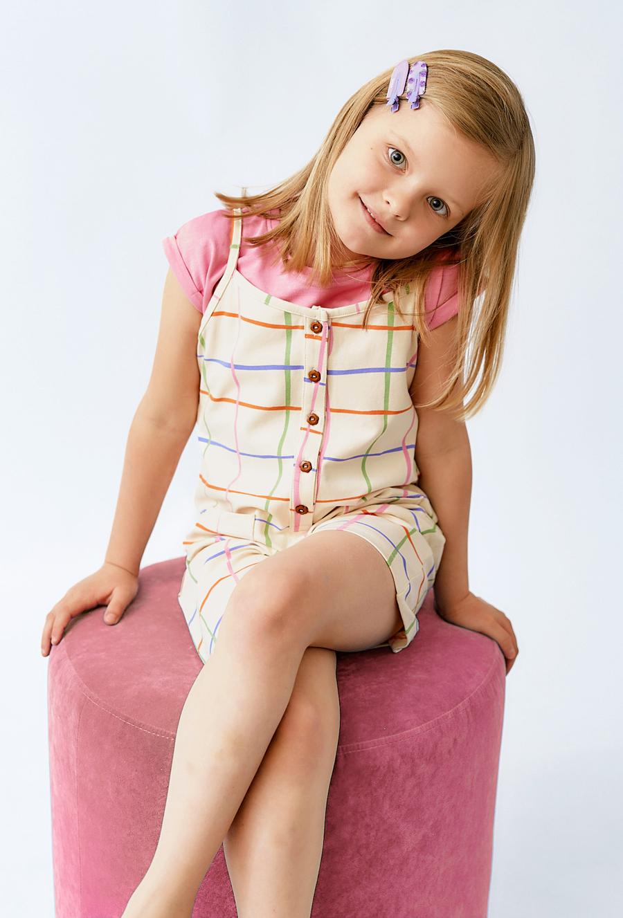 Kombinezon dziewczęcy w kolorową atkę