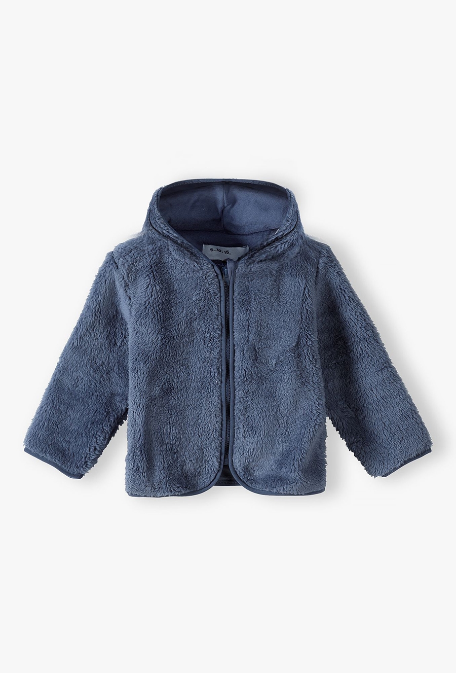 Granatowy polar niemowlęcy rozpinany z kapturem