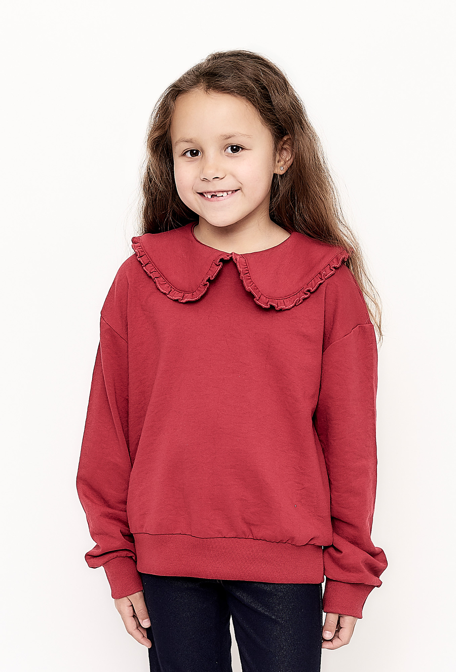 Bordowa bluza z kołnierzem