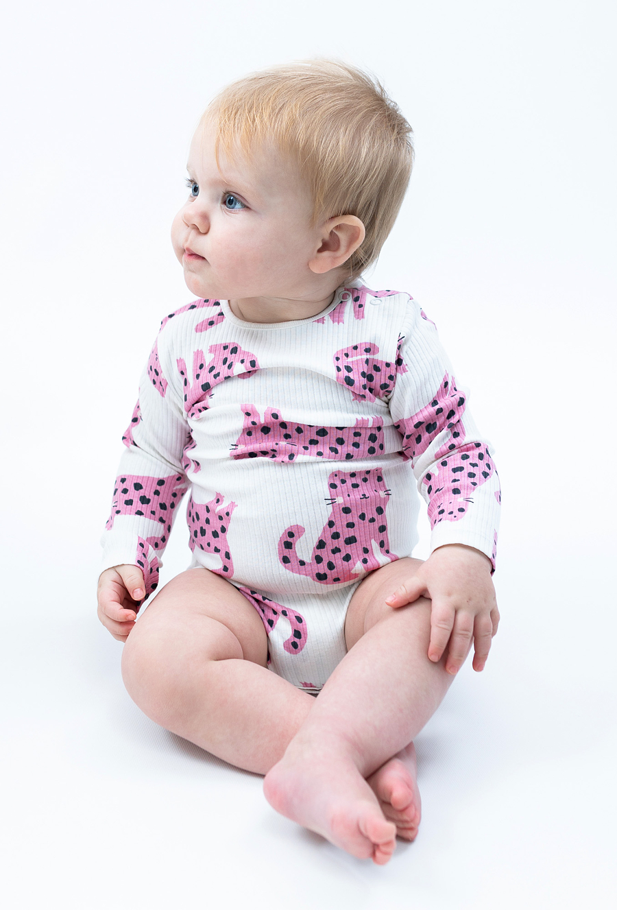 Body w różowe tygrysy - długi rękaw - 510.15.