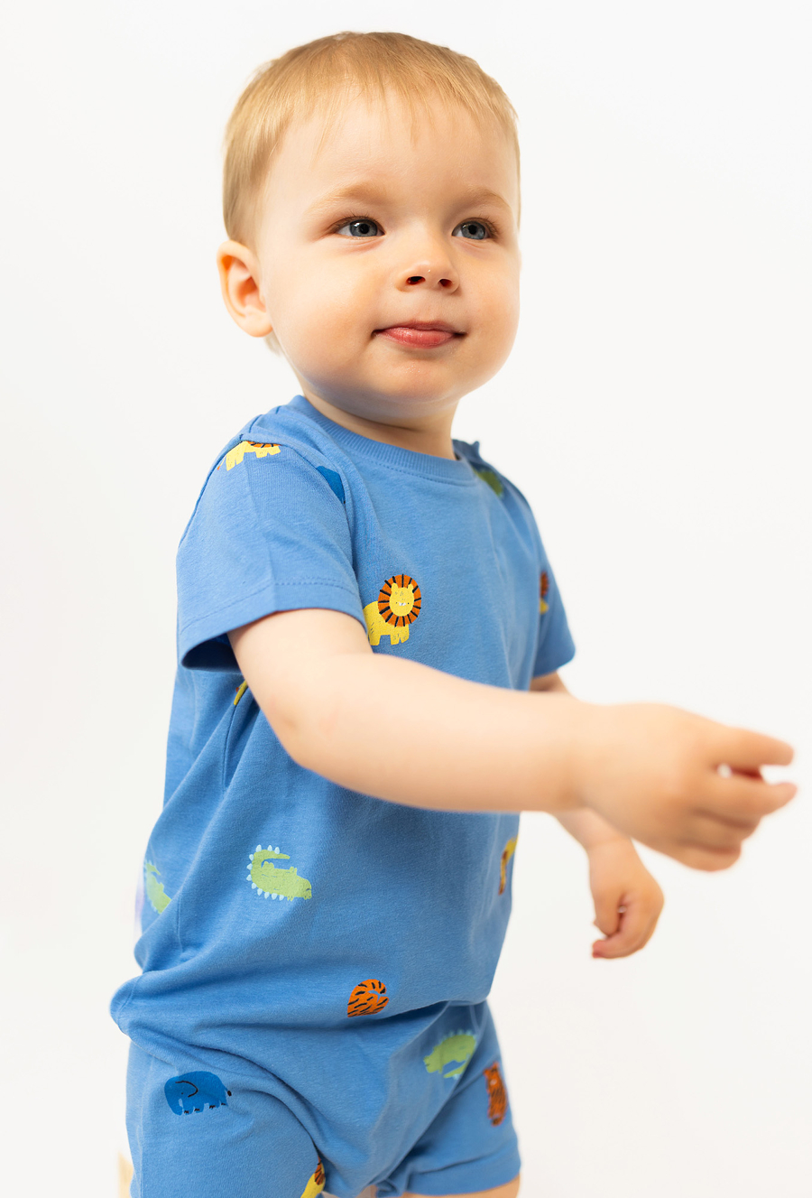 Rampers niemowlęcy niebieski w zwierzątka