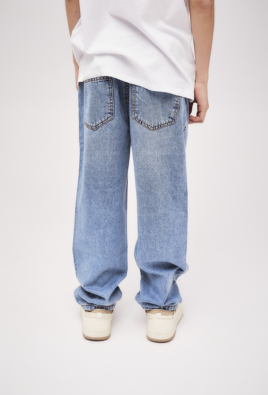 Klasyczne jeansy chłopięce - wide leg - niebieskie