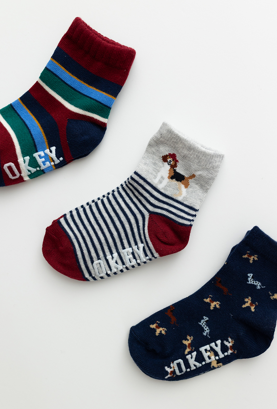 Skarpety chłopięce 3-pak z ABS – motyw piesków.