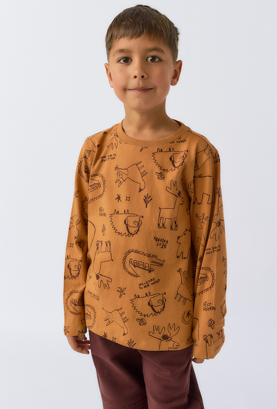 Bluzka chłopięca z długim rękawem – zwierzęcy nadruk