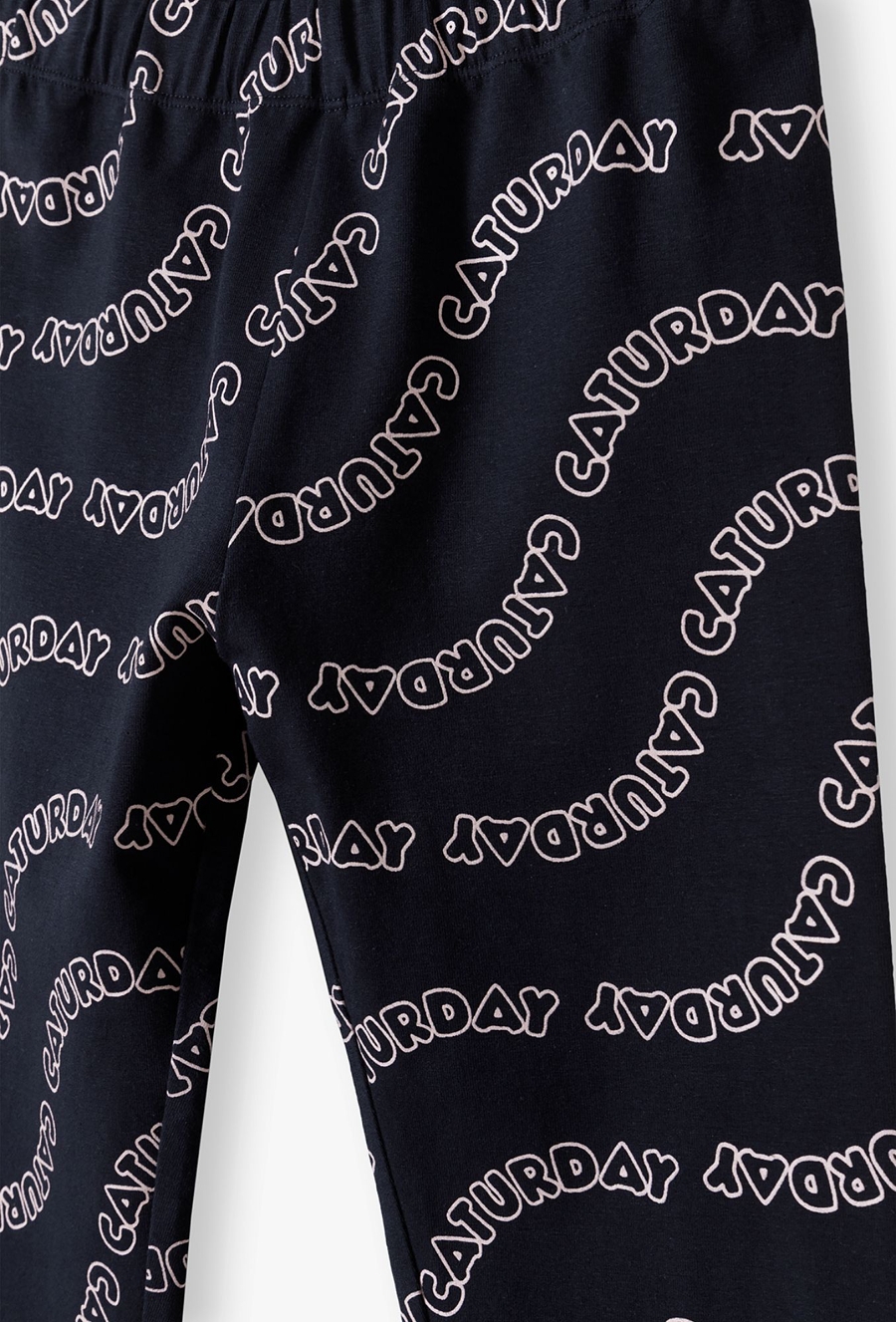 Leginsy dzianinowe dla dziewczynki z napisami - Caturday
